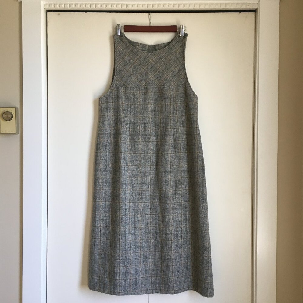 Love Mic Japan Grey Plaid Wool Blend Mori Kei Jumper Dress 9AR